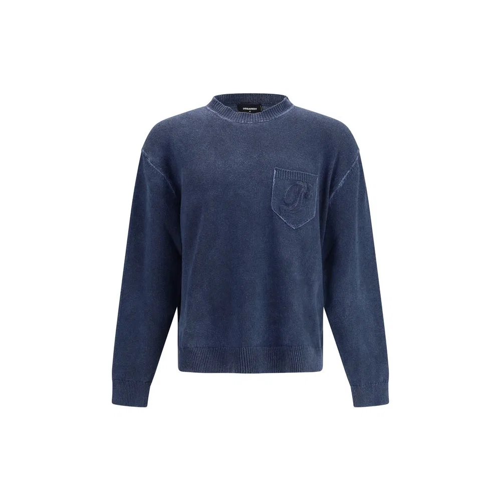 Мужской свитшот с карманом Blue Polyester Sweatshirt Dsquared2, Blue