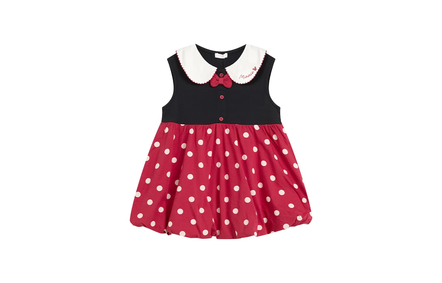 Детское платье для девочек с принтом Minnie, без рукавов Sweet Contrast Polka Dot, GUKOO, Rosy Red