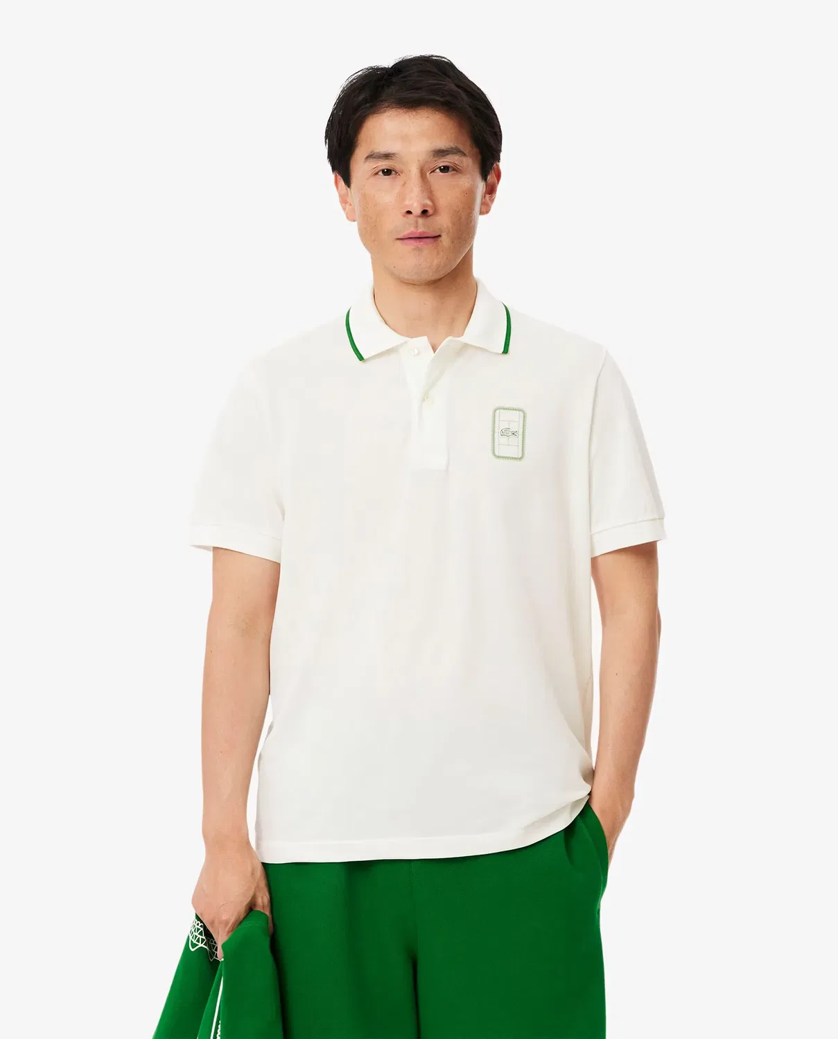 Мужское поло Lacoste с принтом, Blanco