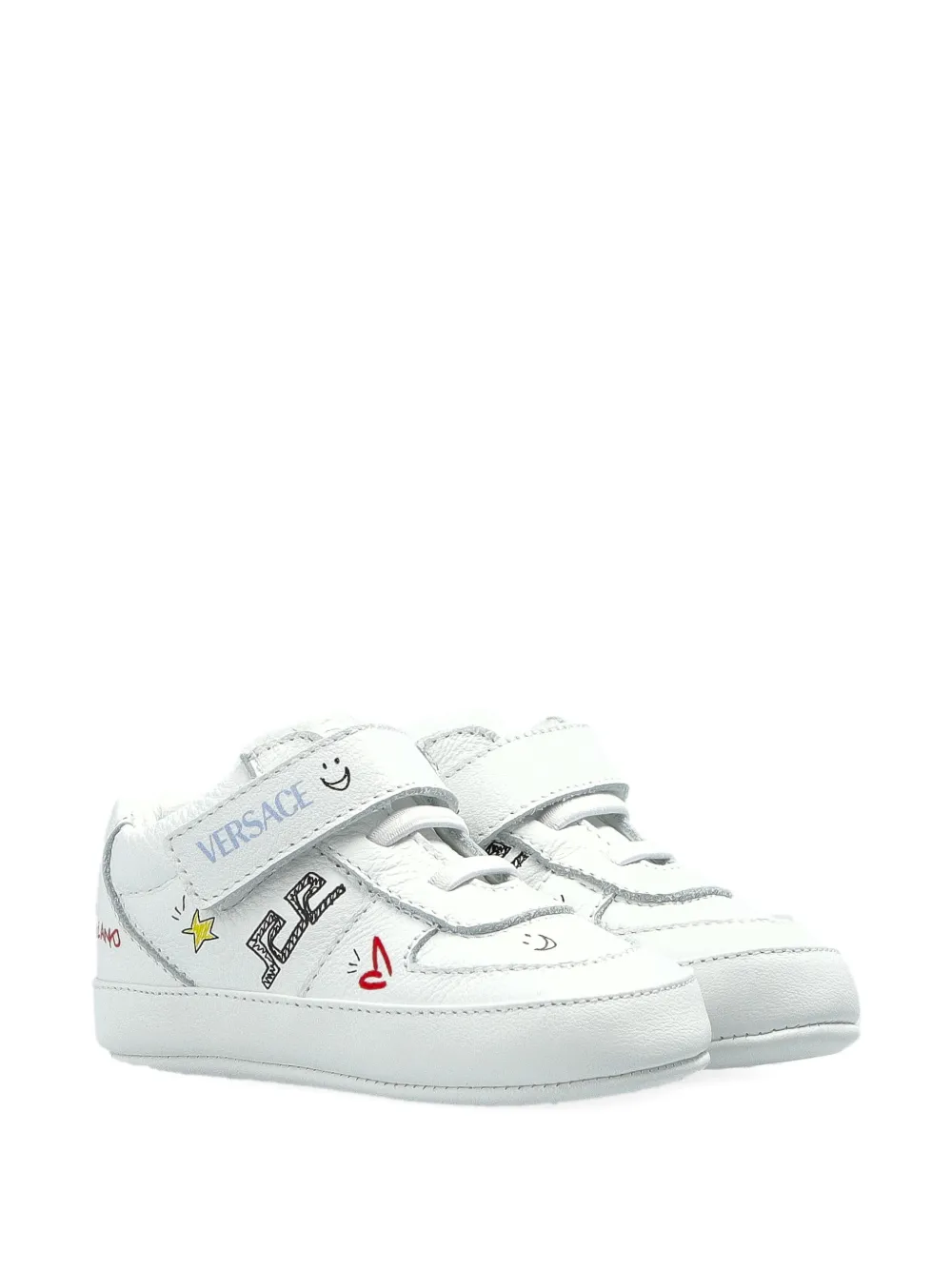 

Кроссовки с графическими мотивами и ремешками Versace Kids, белый