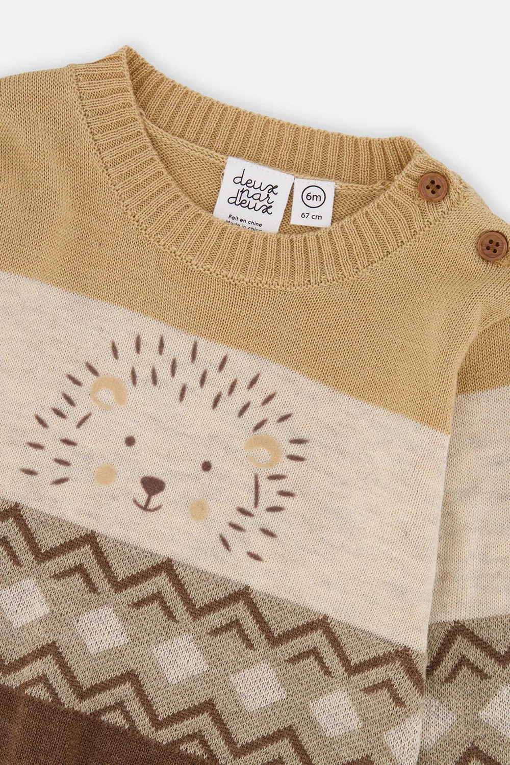 Детский комплект свитера и штанов с вязаным принтом Deux par Deux, Brown Cinnamon — фото 4