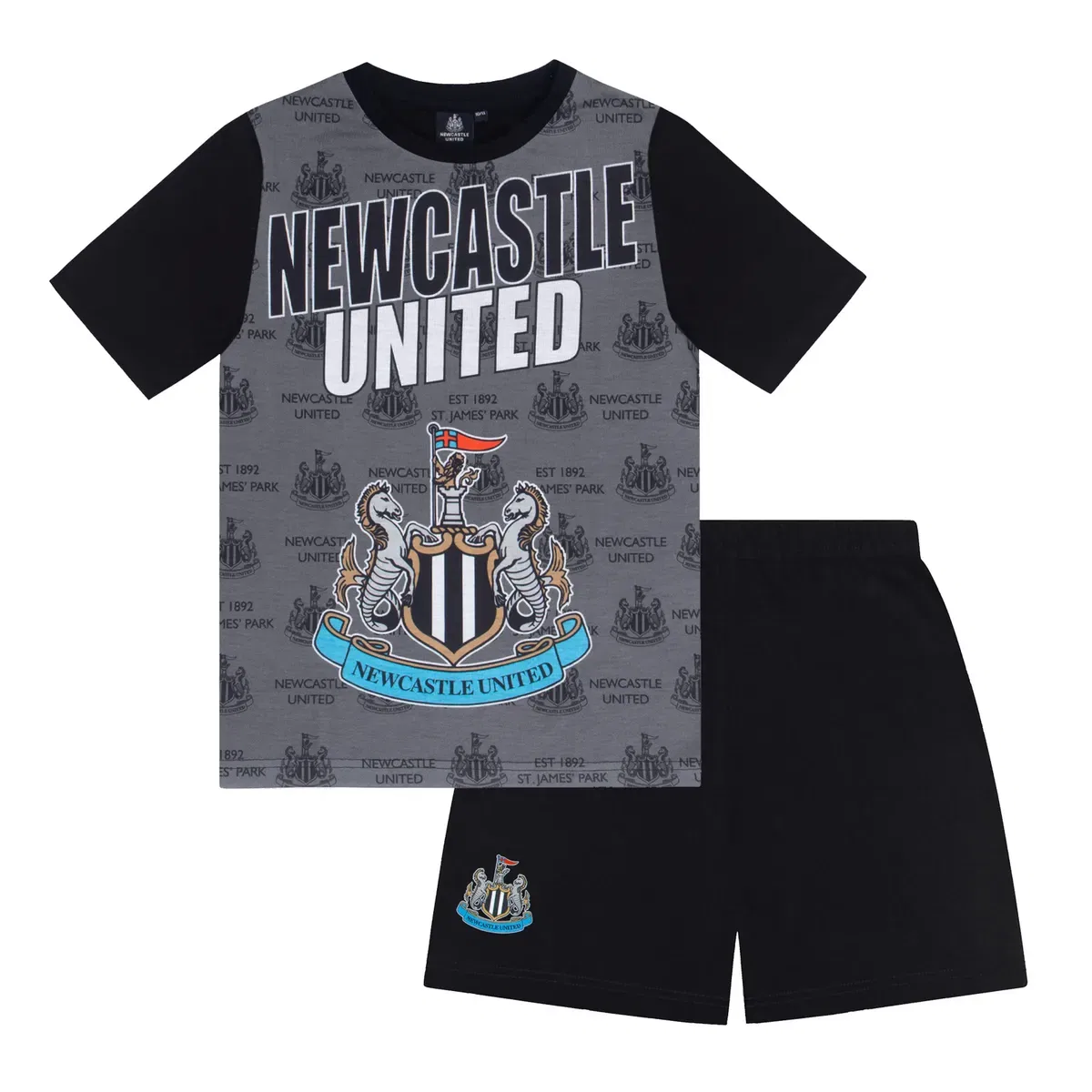 Детский комплект пижамы с коротким рукавом Newcastle United Fc, Black