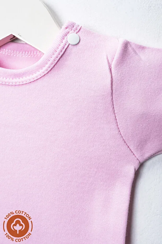 Детское боди-слип с принтом Miniel Organic, Pink — фото 4