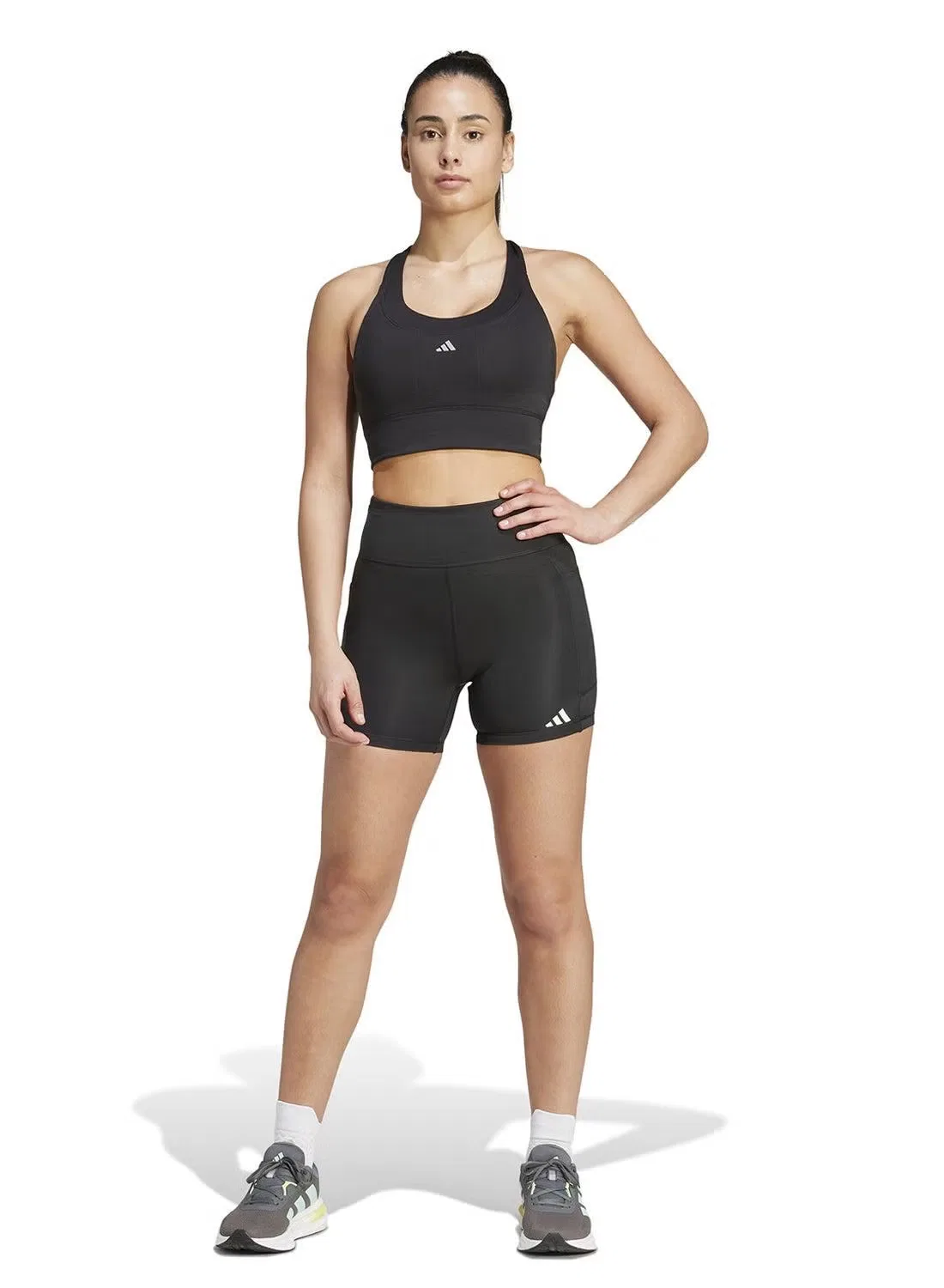 Леггинсы короткие с принтом Own the Run Adidas, черный