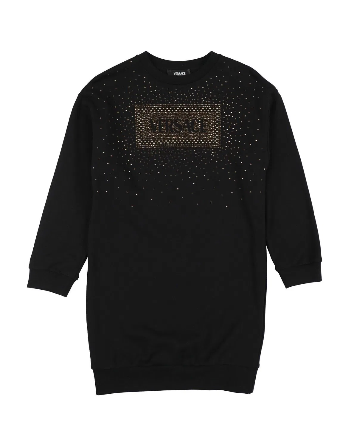 Детское платье для девочек из французского терри с аппликациями Versace Young, черный