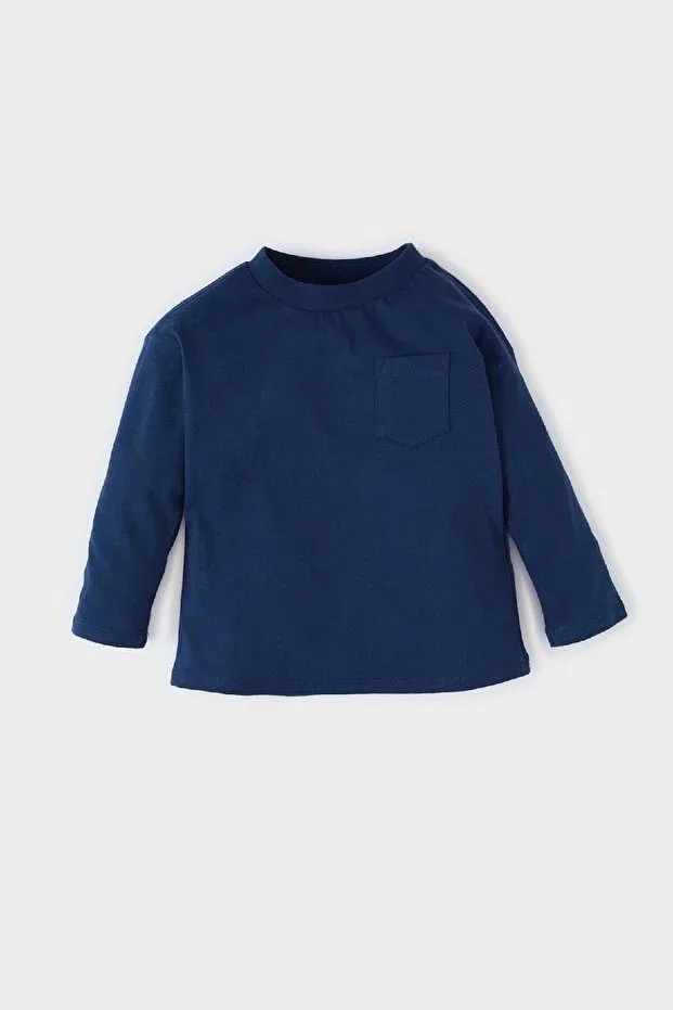 Детская футболка для мальчиков с длинным рукавом Basics Defacto, Navy Blue-Nv241