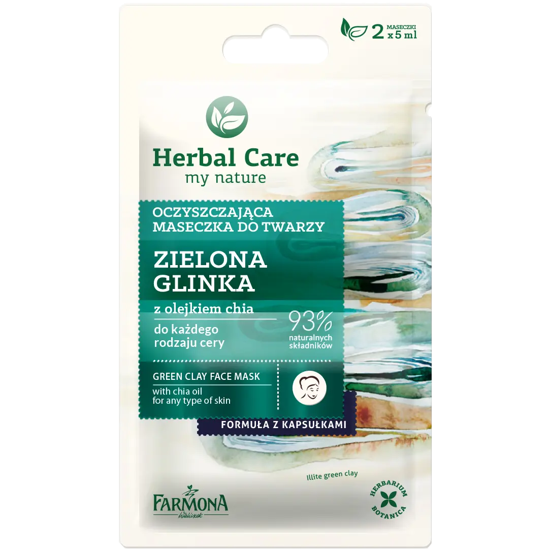 

Herbal Care маска для лица с зеленой глиной, 2х5 мл/1 упаковка