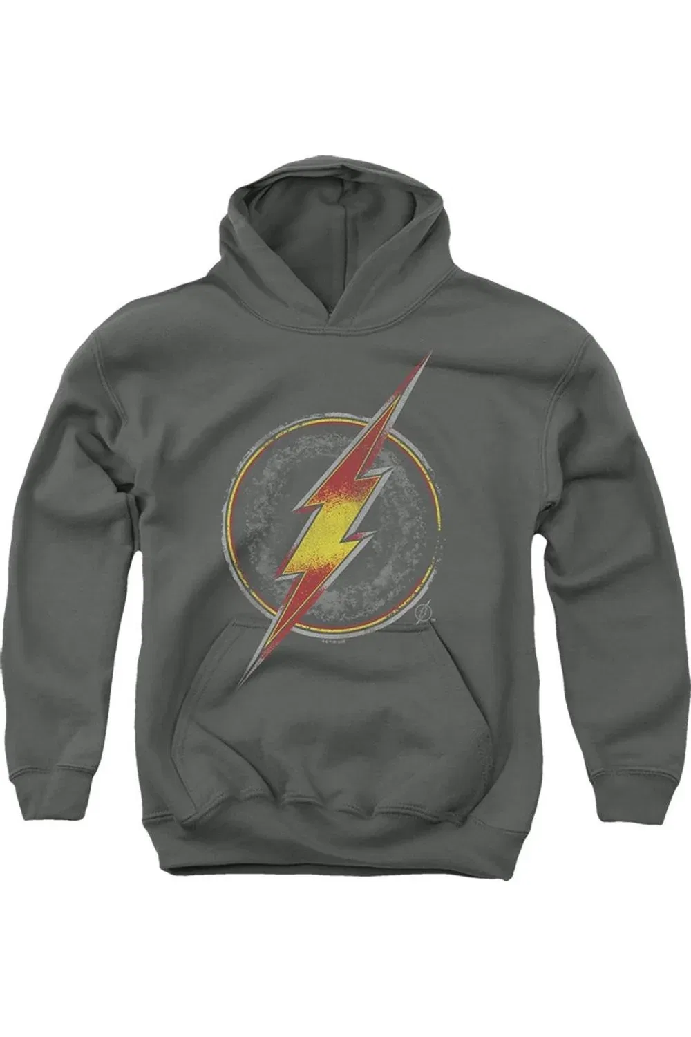Детское худи для мальчиков с принтом Justice League Flash Busted Logo Gildan, Charcoal
