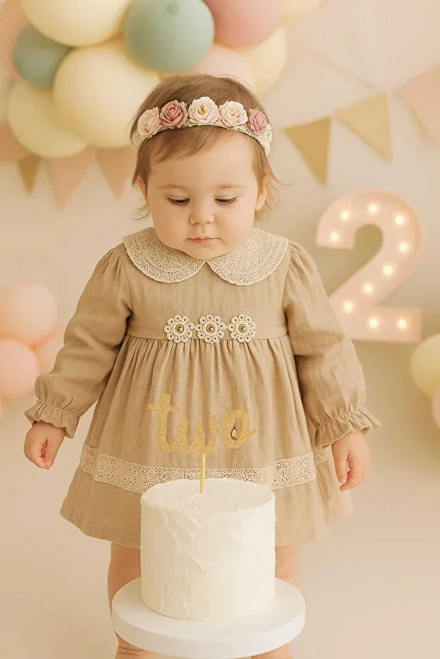 Детское платье для девочек хлопковое Renata'S, Beige