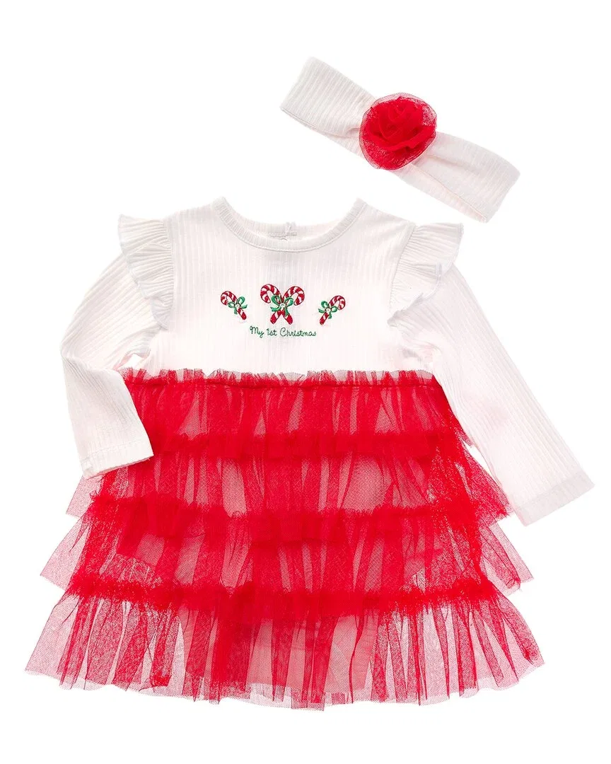 Детское платье-боди для девочек с юбкой из фатина Little Me Candy Cane Tutu, красный
