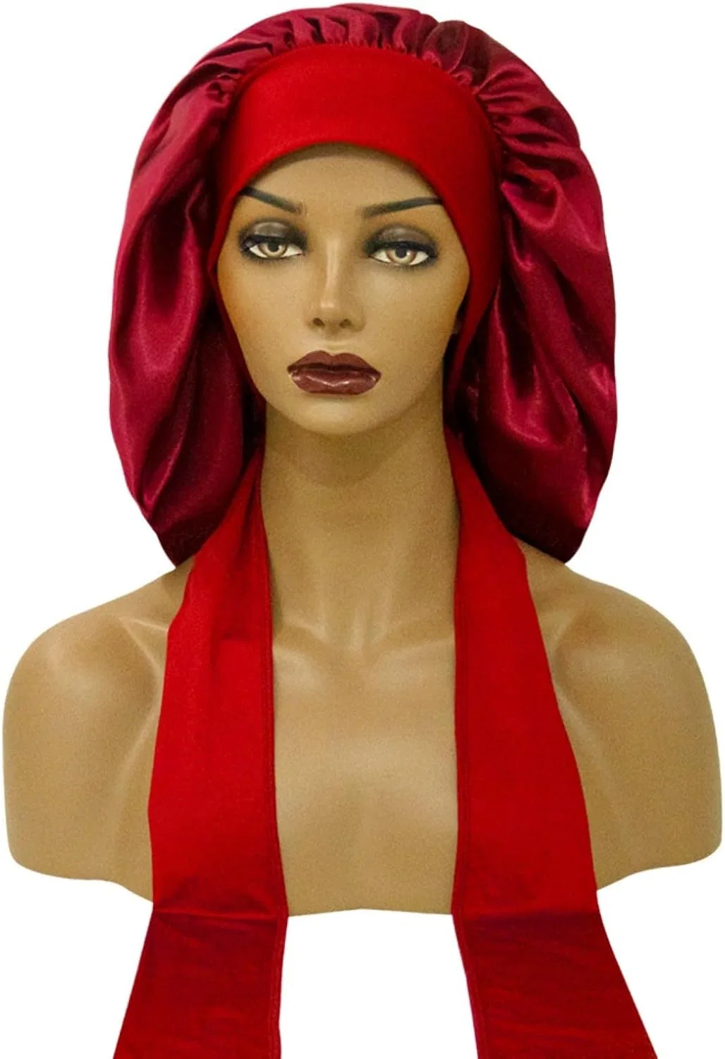 Чепчик для сна Non-Slip Hair Wrap для женщин, ночной для длинных/вьющихся волос с эластичной лентой, TQQEPOOL, Бургундия