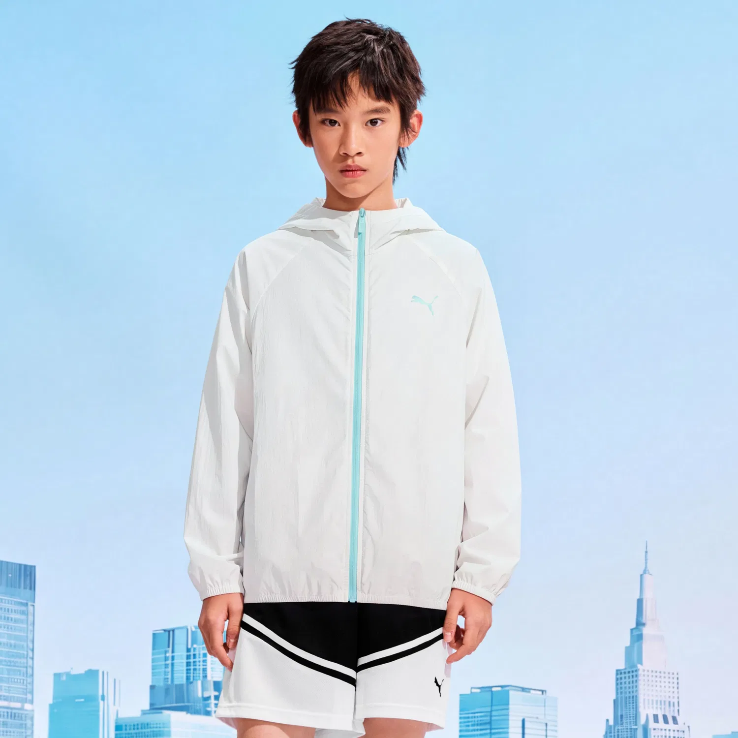 Детская одежда для защиты от солнца с длинным рукавом PUMA, Raw White — фото 4
