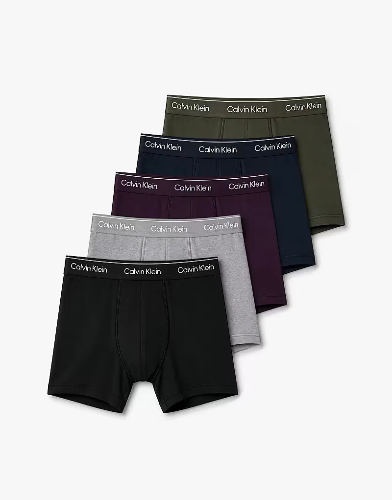 Боксеры Icon Cotton Stretch 5 пар Calvin Klein, хаки/темно-синий/фиолетовый/серый/черный