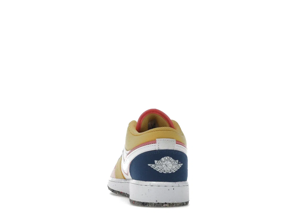 Детские кроссовки с принтом Jordan 1 Low SE Multi Canvas, White/French Blue/Topaz Gold/Coral Chalk — фото 4