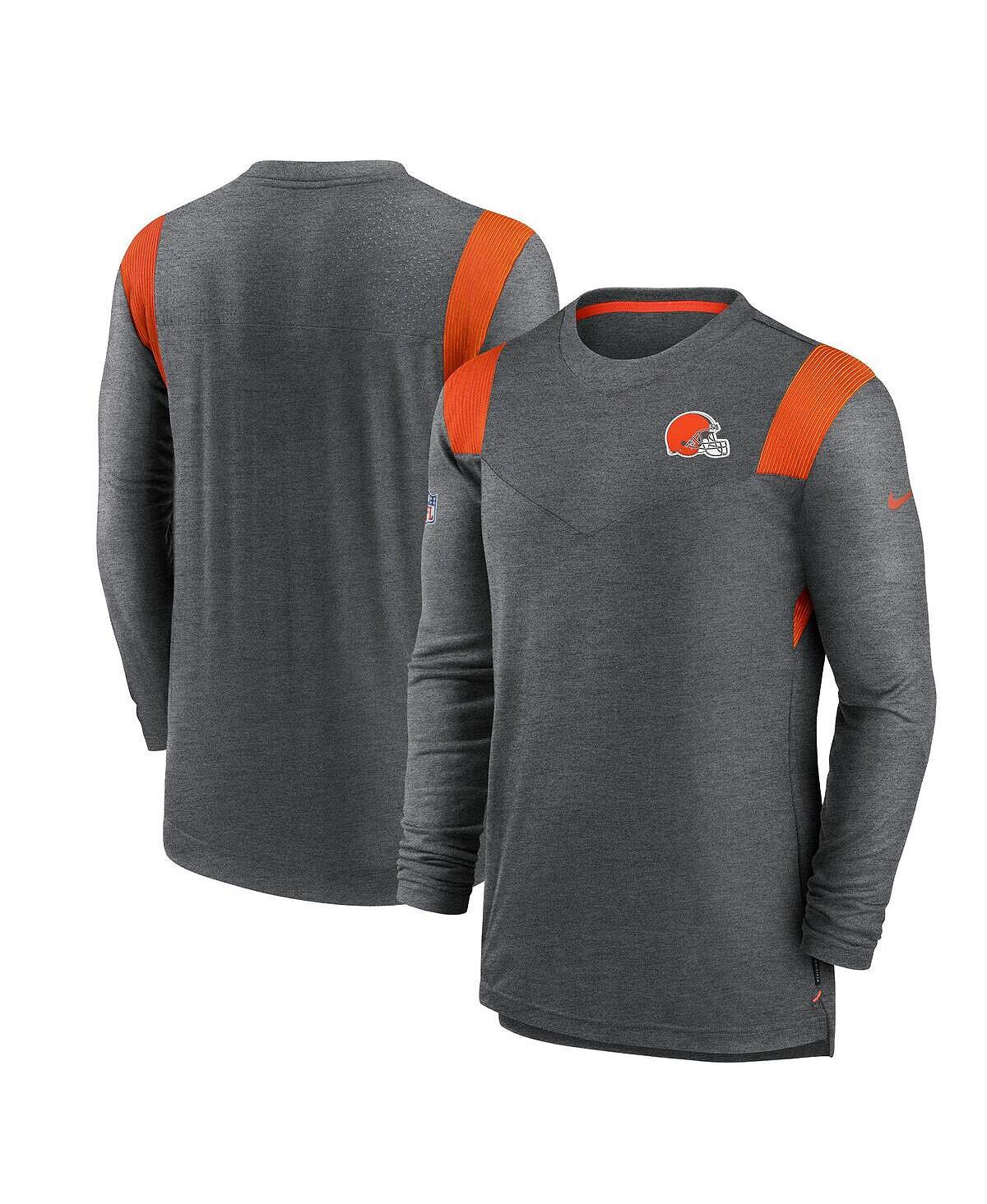 Мужская темно-серая футболка с длинным рукавом cleveland browns sideline с логотипом performance player Nike, мульти — фото 2