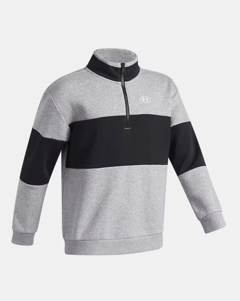 Джемпер на молнии из хлопкового флиса с начесом свободного кроя UA Rival Fleece UnderArmour, Mod Gray Light Heather/Ultimate Black/White — фото 3