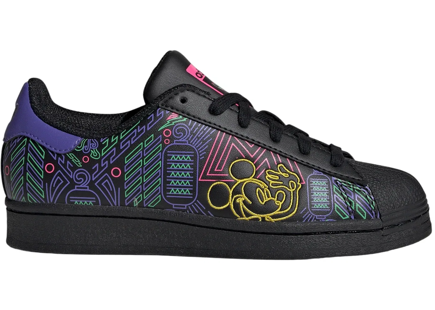 Детские кроссовки с принтом Adidas Superstar Adidas, Core Black Cloud White Yellow