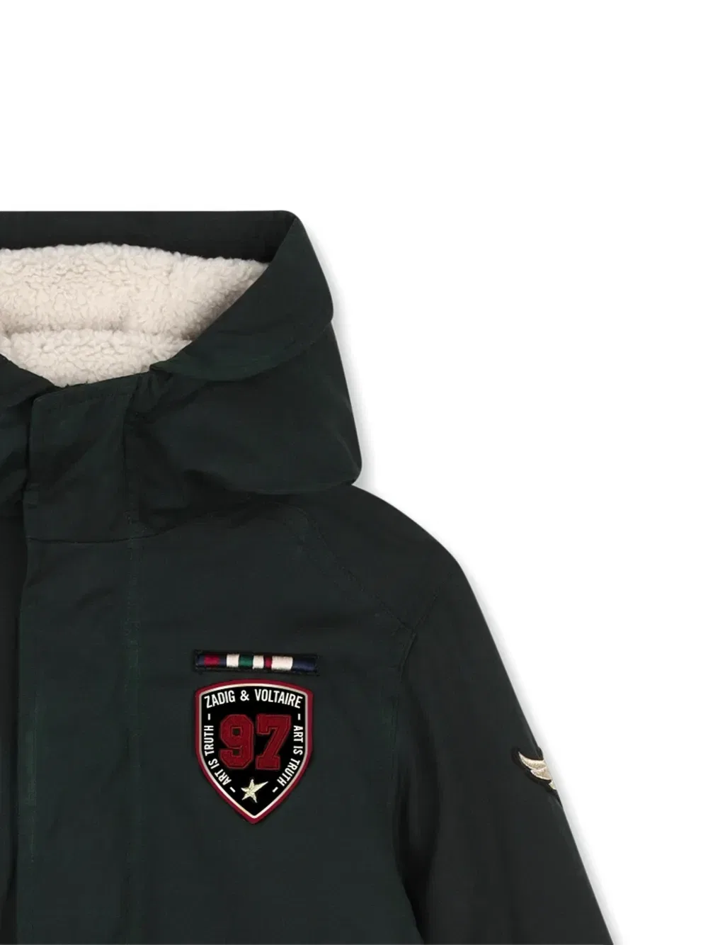 Парка с капюшоном и нашивкой-логотипом Zadig & Voltaire Kids, зеленый — фото 3