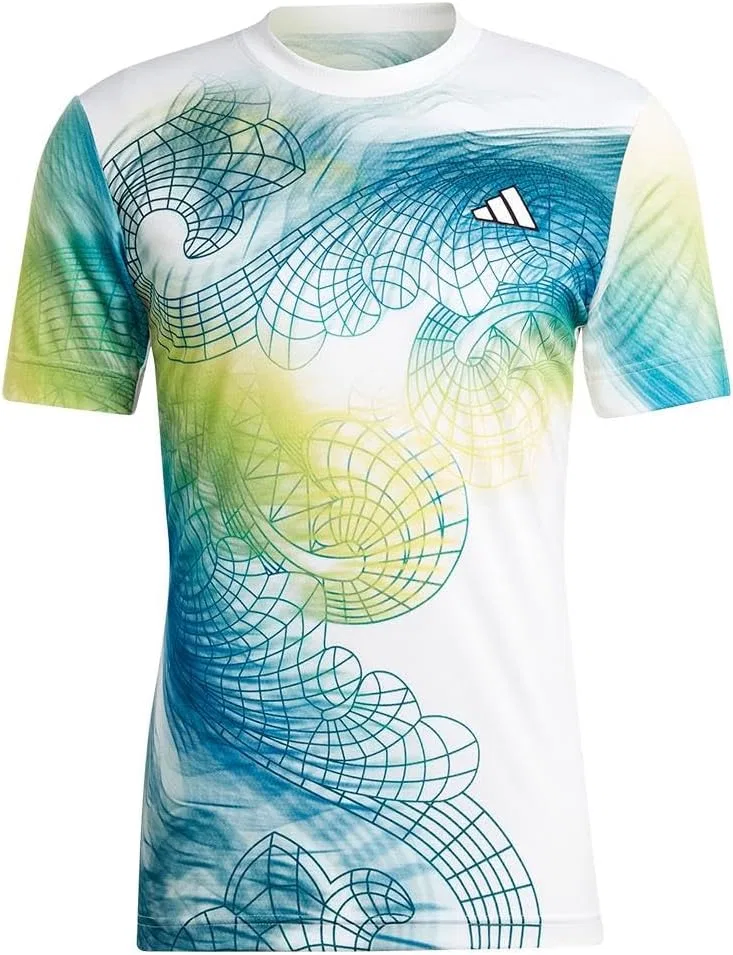 Женская футболка Freelift Tennis US Series Printed adidas, White/Lucid Lemon/Arctic Fusion