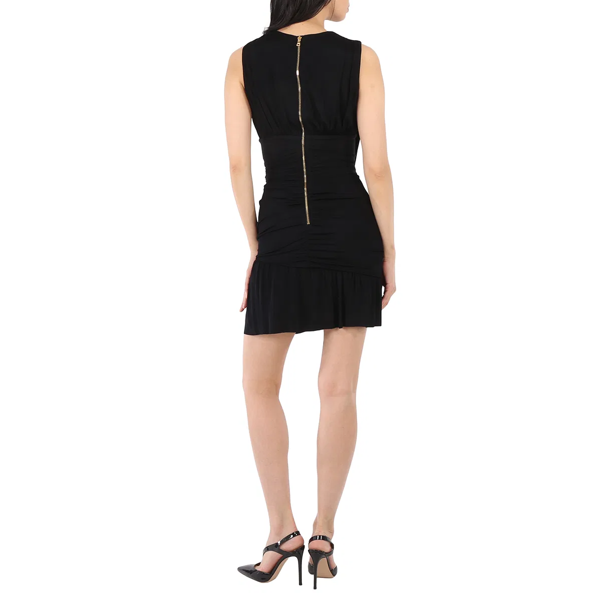Платье асимметричное с драпировкой Ladies Black Ruched Asymmetrical Dress Balmain, Black — фото 4