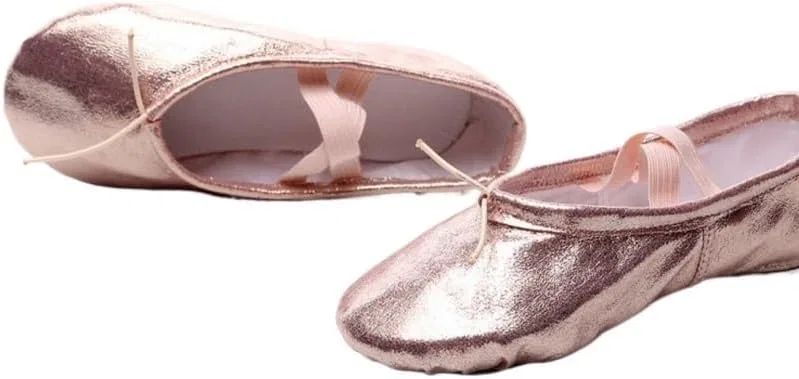 Детские балетки для девочек с принтом Ballet Shoes HDNSAUD, Gold — фото 3
