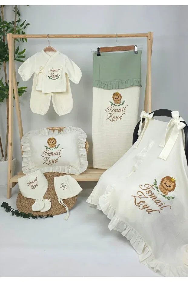 Детский набор для выписки из роддома с длинным рукавом Lion Model-2 Gros Shop, Ekru-1 — фото 3