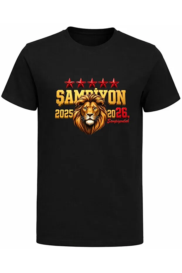 Детская футболка для мальчиков с принтом championship 5 star lion Efendioğlu Design, Black — фото 2