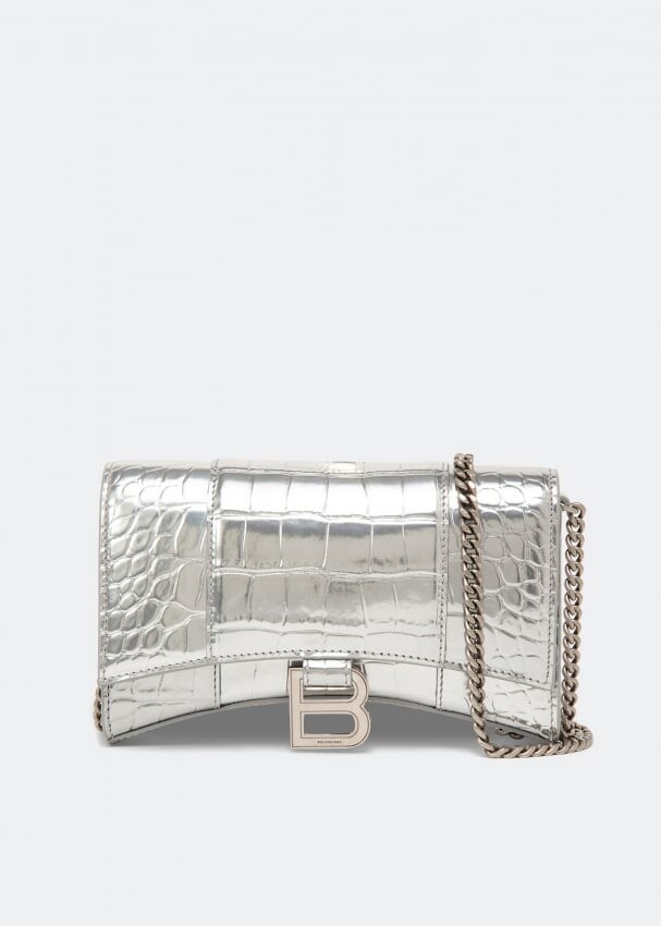 

Кошелек BALENCIAGA Hourglass chain wallet, серебряный