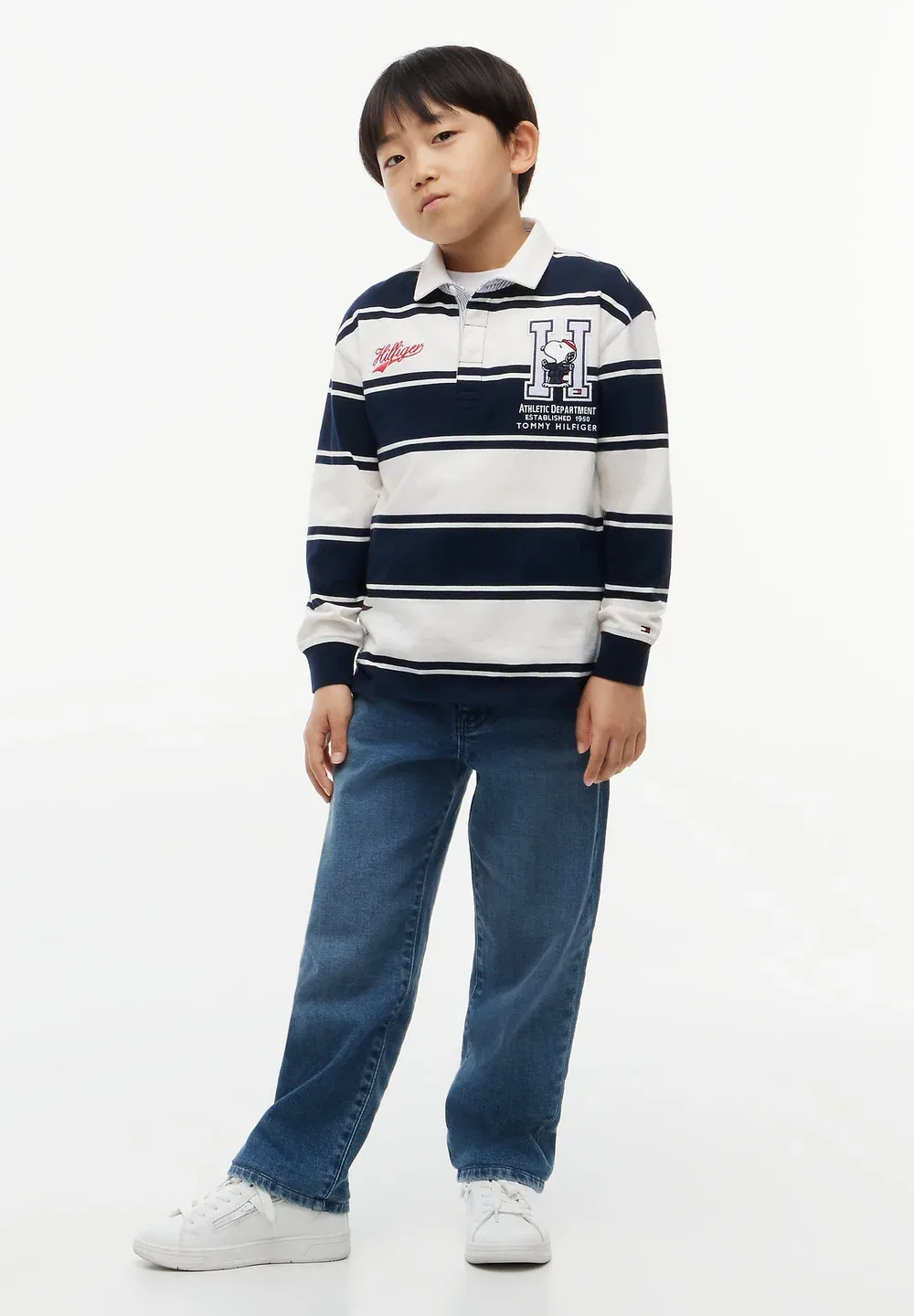 Футболка-Поло Peanuts для регби, унисекс - поло-рубашка Tommy Hilfiger, Dark Blue/ Off White Stripes — фото 3
