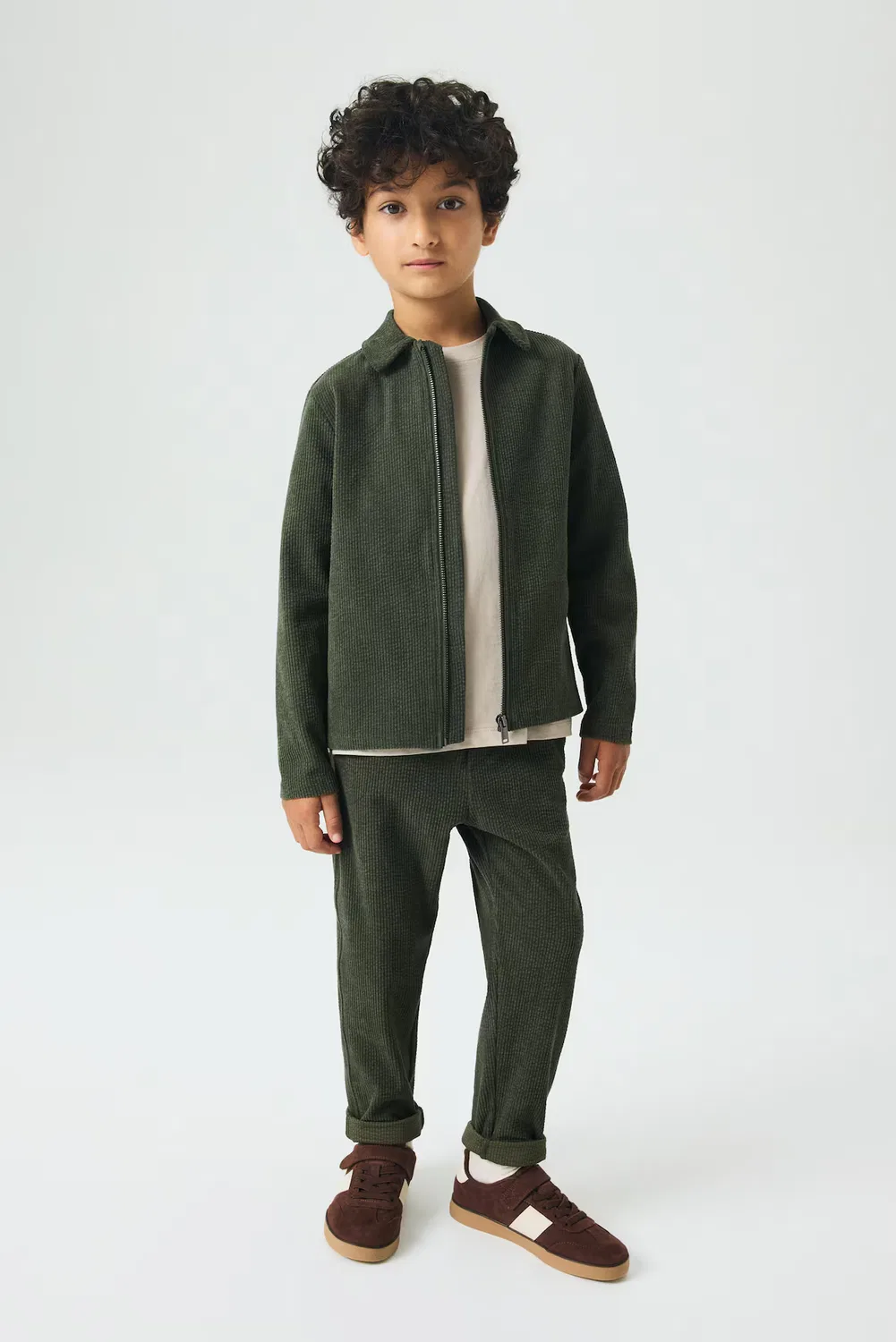 Ребристые велюровые брюки H&M, Dunkelgrün
