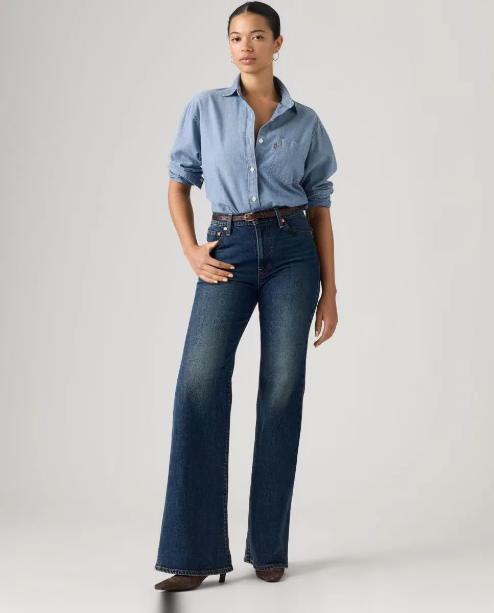 Женский джинсы-клеш, Vaquero Campana Ribcage Flare Tiro Alto, Levi's, темно-синий — фото 4
