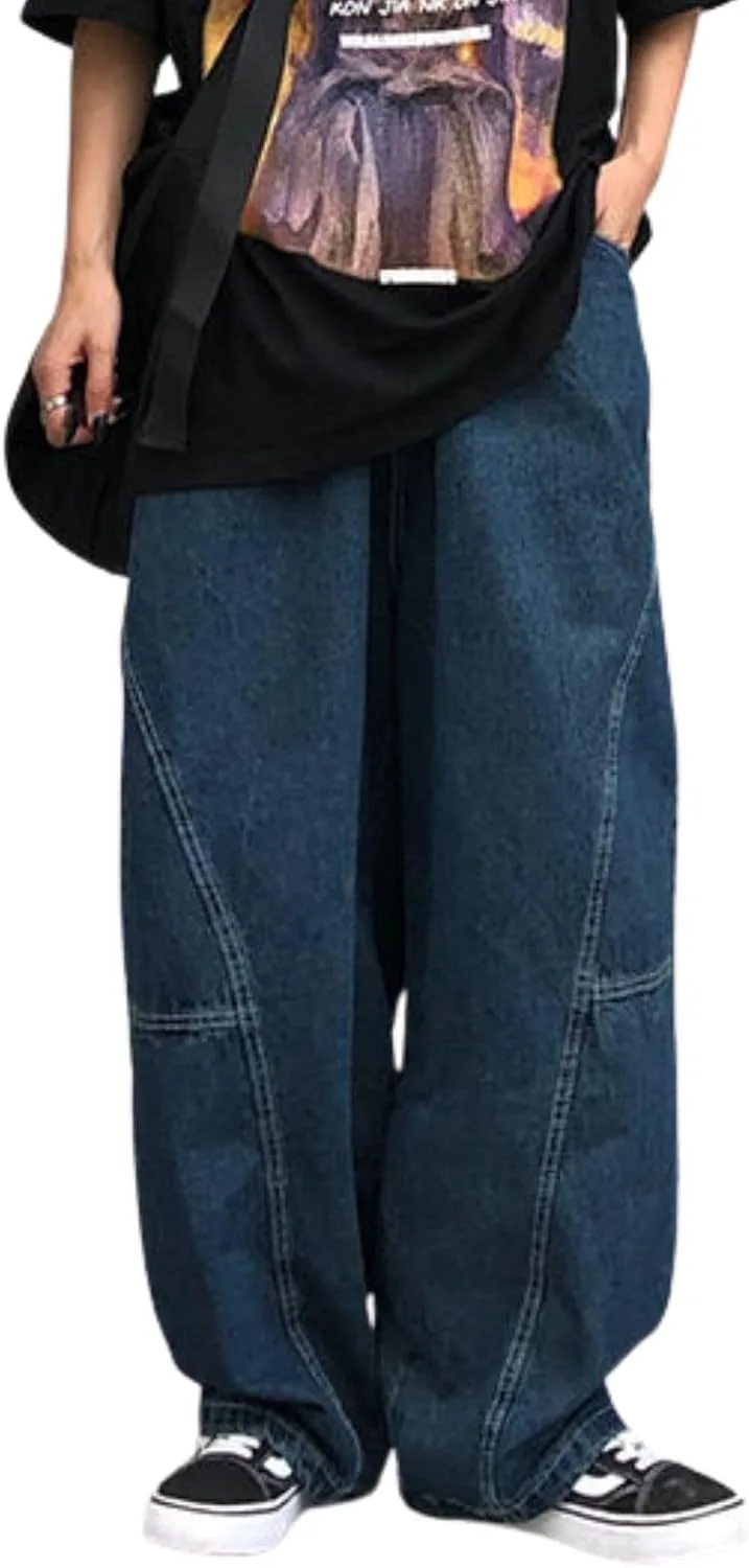 

Багги джинсы для женщин и мужчин, широкие бочкообразные, с высокой талией Hugboom