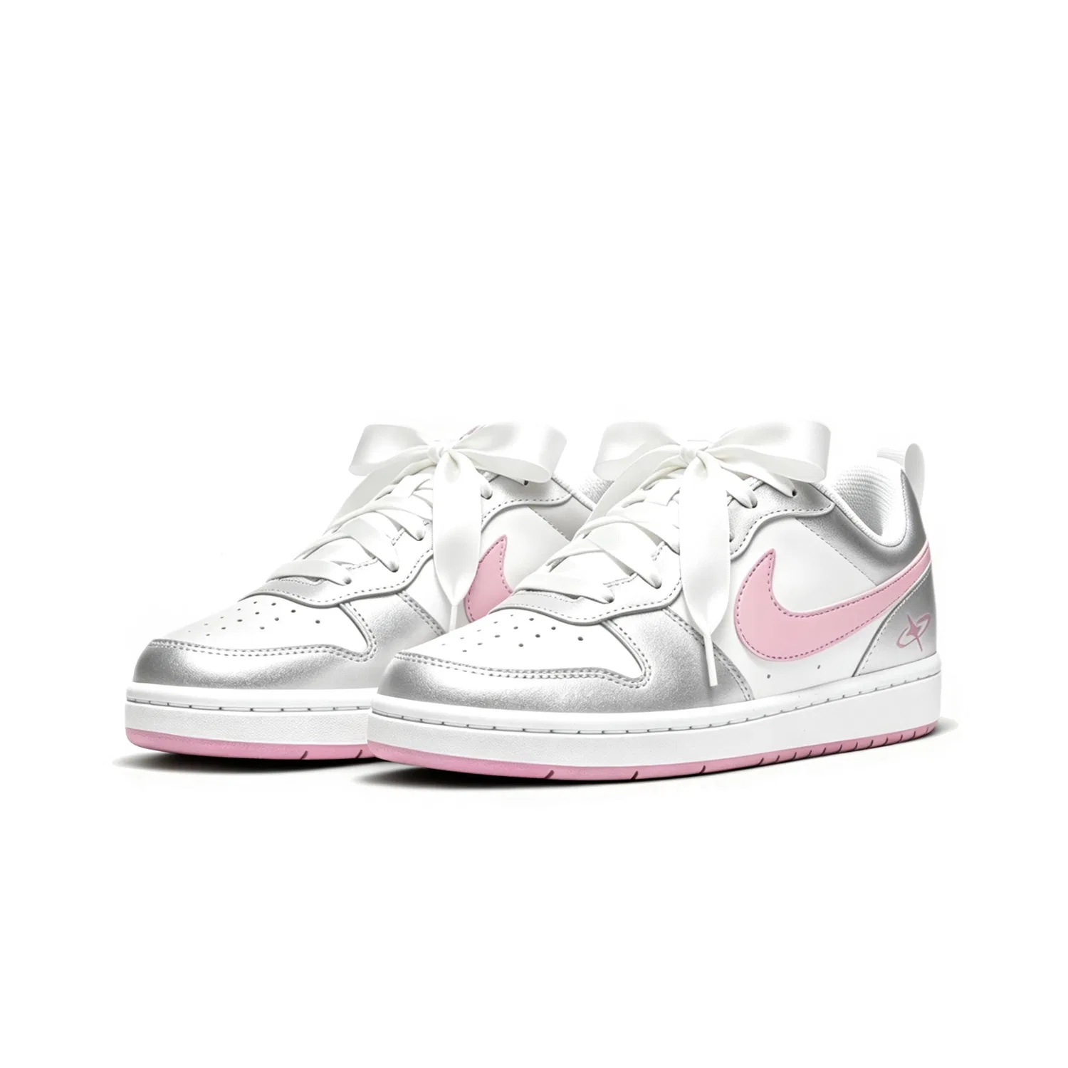 Детские кроссовки на низком ходу с дизайном Silver Pink Nike Court Borough, Silver Pink — фото 4
