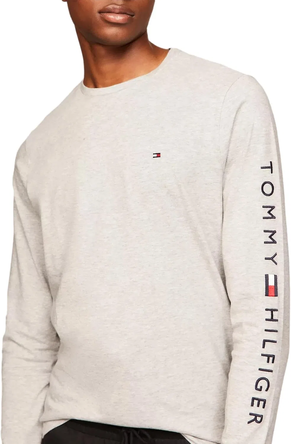 Мужская футболка с длинным рукавом с логотипом Tommy Hilfiger, Grey Heather — фото 2
