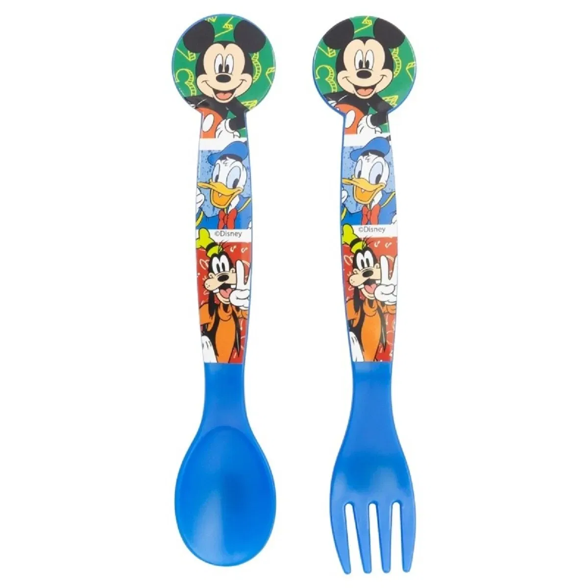 Детские столовые приборы с ложкой и вилкой, набор Disney Mickey Mouse, синий