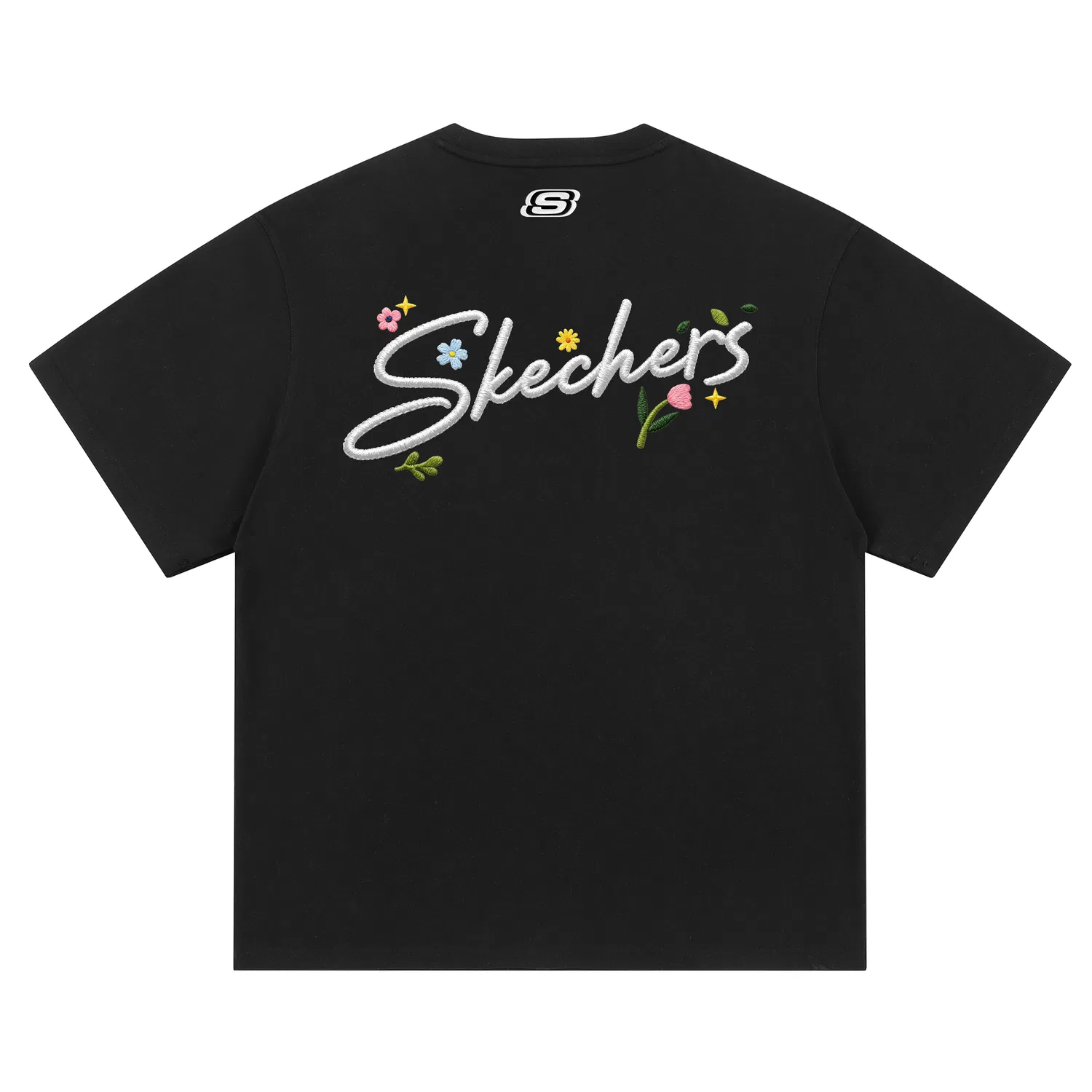 Детская футболка с круглым вырезом с вышивкой Black Yellow Embroidered Skechers — фото 3
