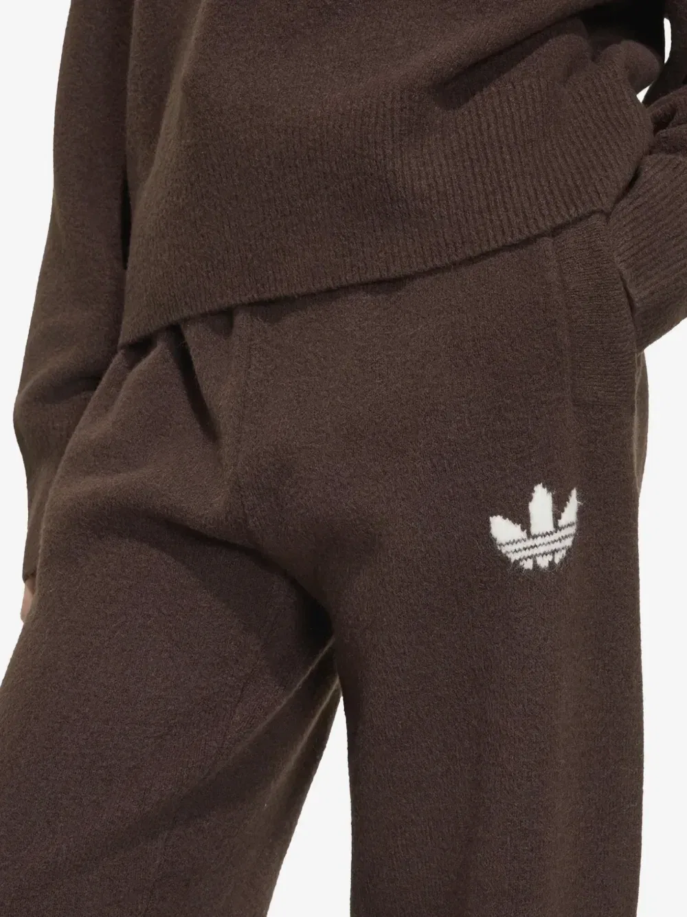 Брюки спортивные трикотажные с логотипом-трилистником Adidas, коричневый — фото 3