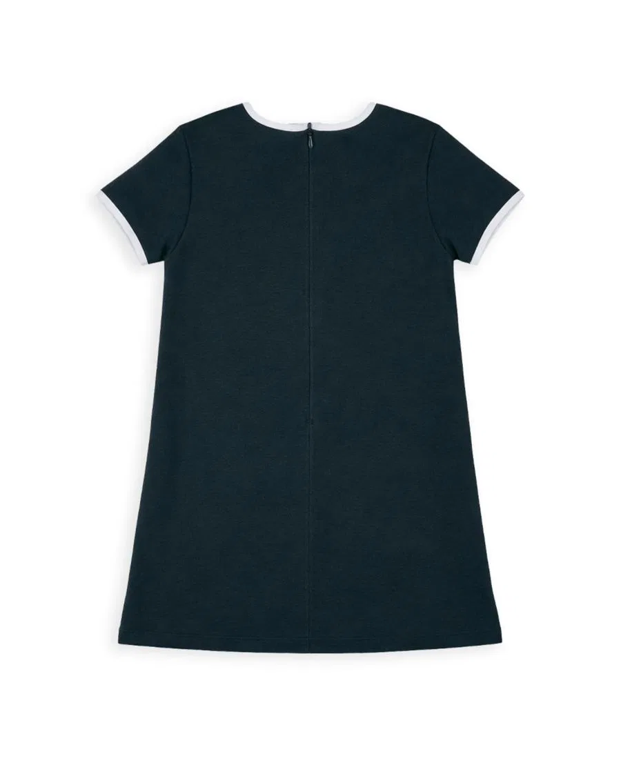 Платье из хлопкового интерлока с коротким рукавом, модель Little Girls Knit Dress Florence Eiseman, Navy — фото 2