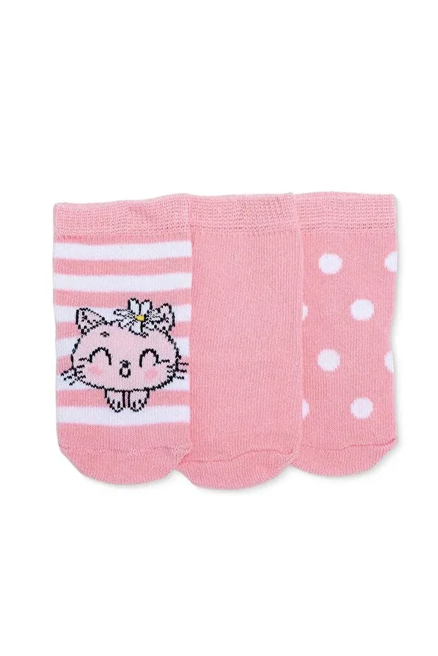 Детские носки для девочек с принтом 3-шт Ebebek Hello Baby, Pink