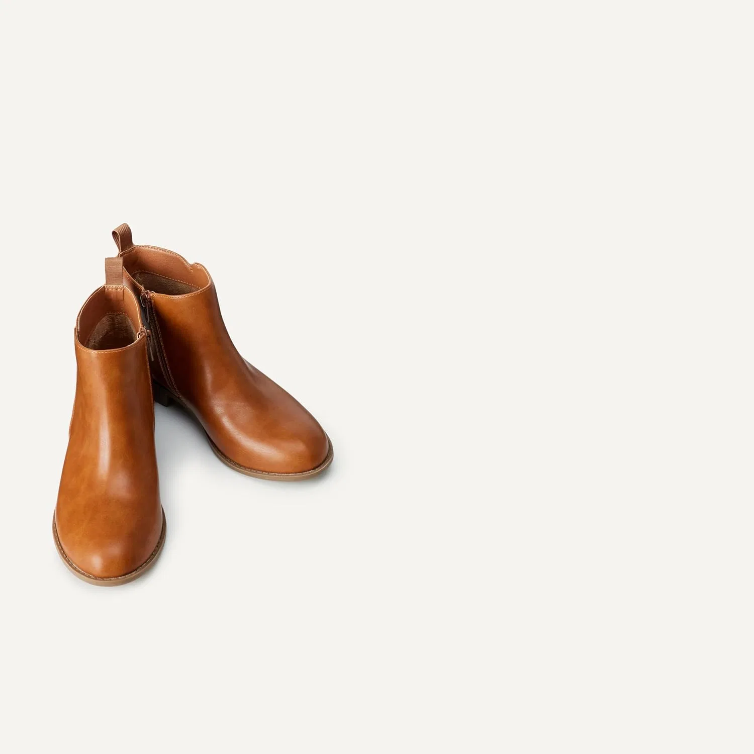 Детские ботинки для девочек на молнии Amazon Essentials, Tan Faux Leather — фото 3