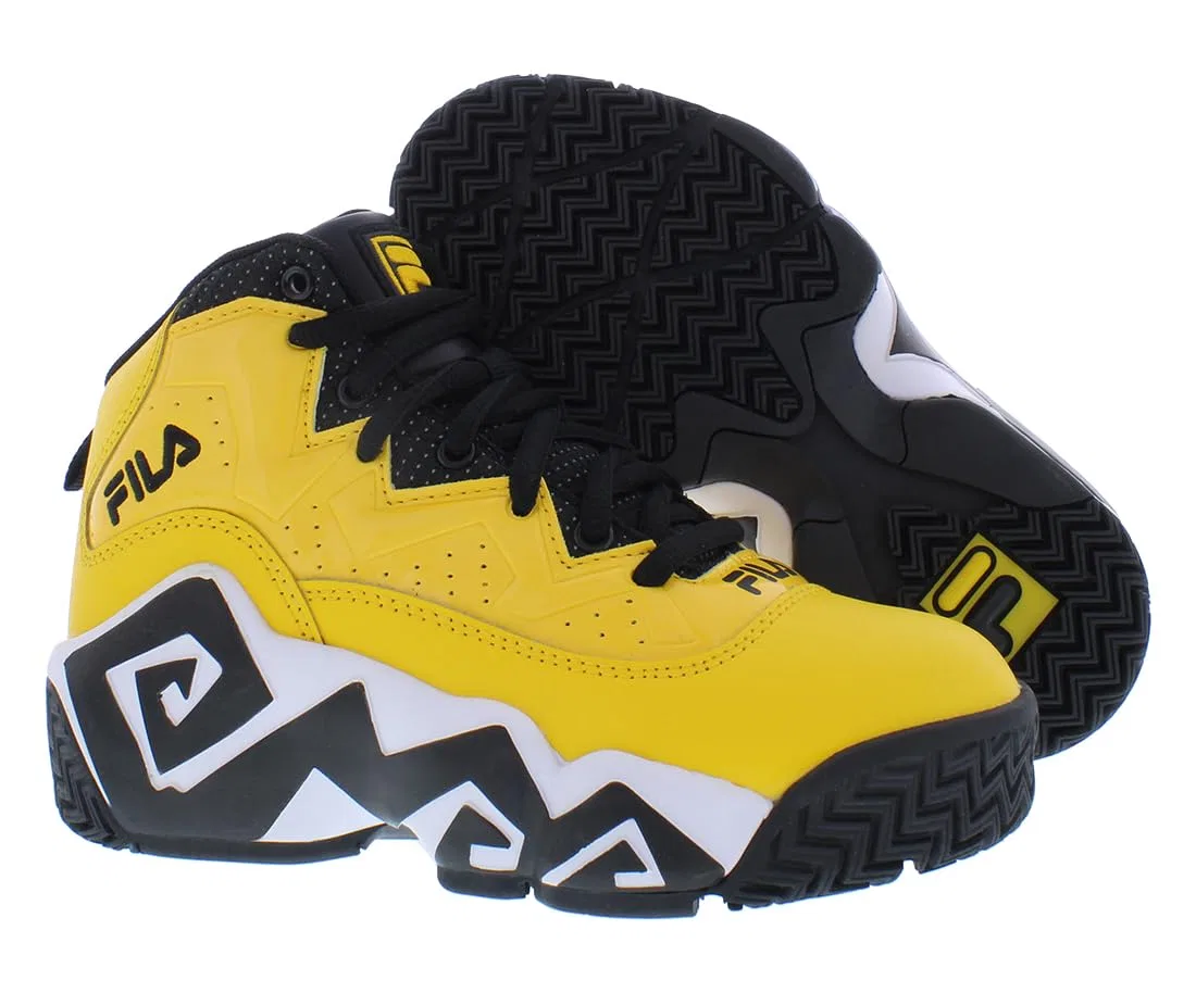 Детские кроссовки для мальчиков с принтом Kid's Fila Mb Fila, Yellow Black Yellow — фото 2