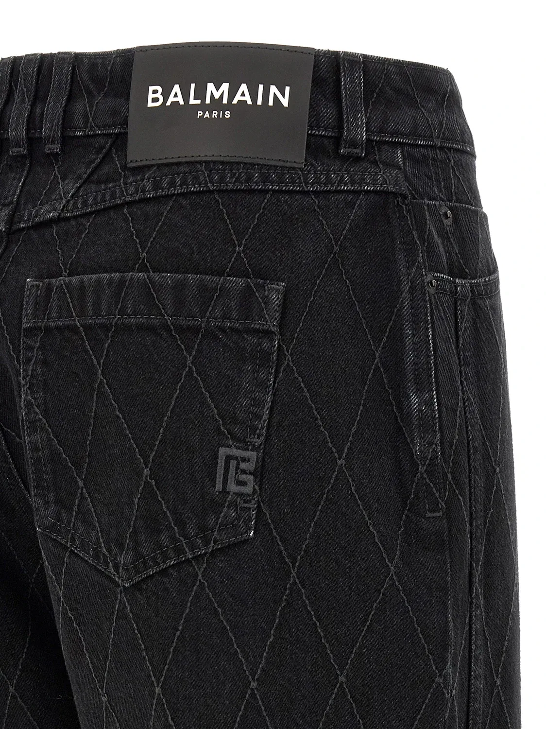 Джинсы с узором в форме ромба BALMAIN, черный — фото 4