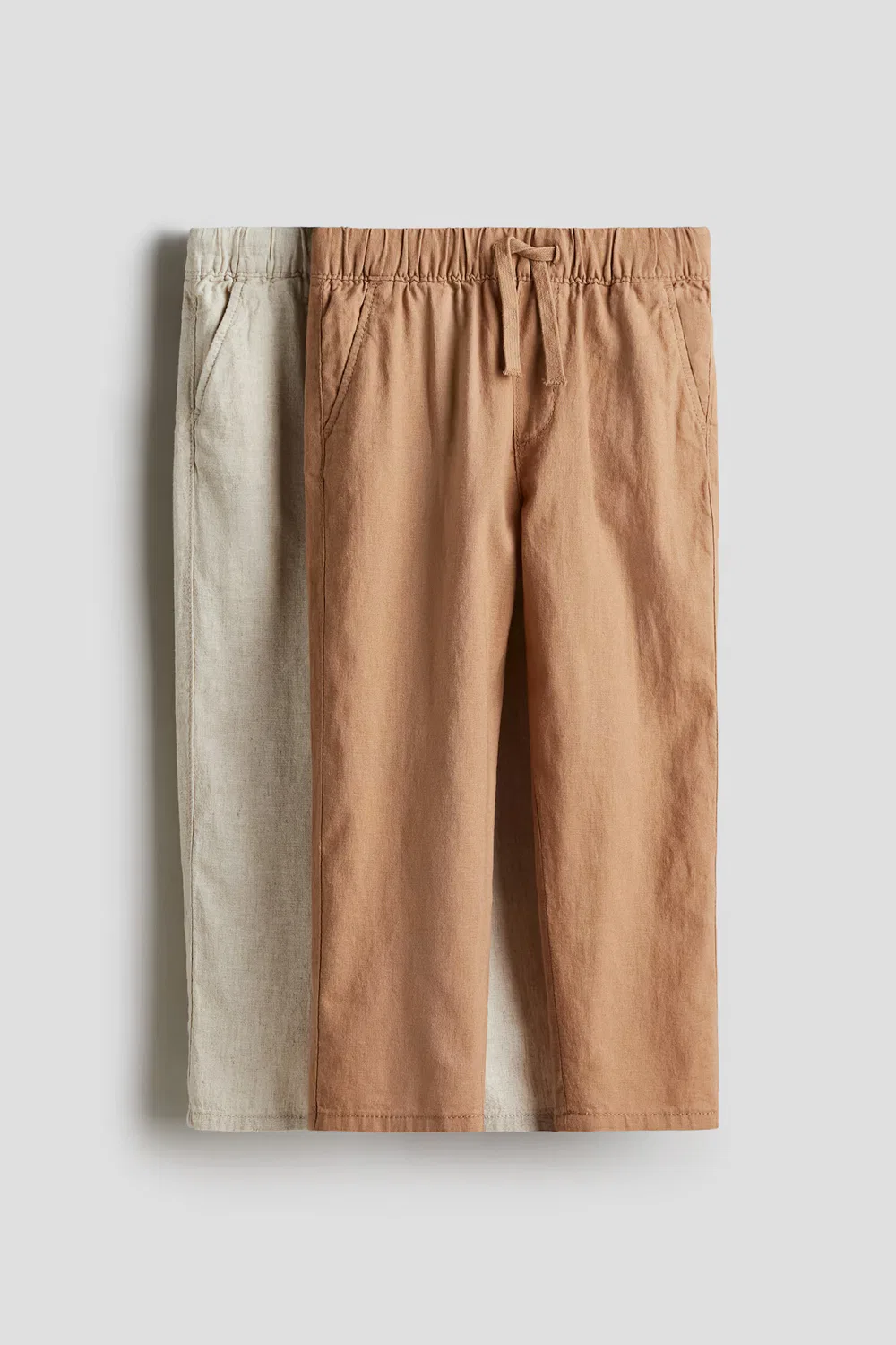 Комплект из двух брюк из смесовой льняной ткани H&M, Hellbeige/Dunkelbeige