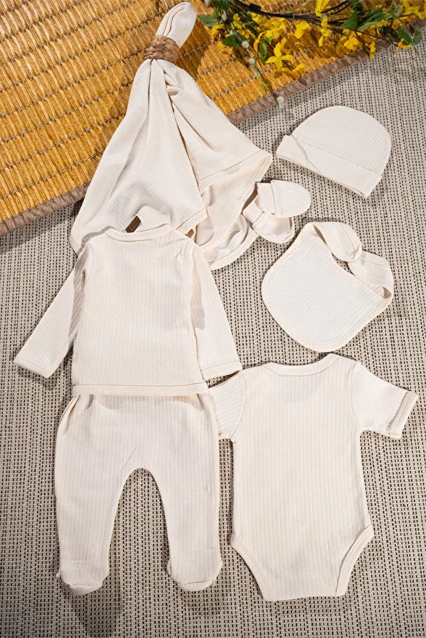 Детский комплект для выписки из роддома хлопковый Rocha Baby, Ecru — фото 4