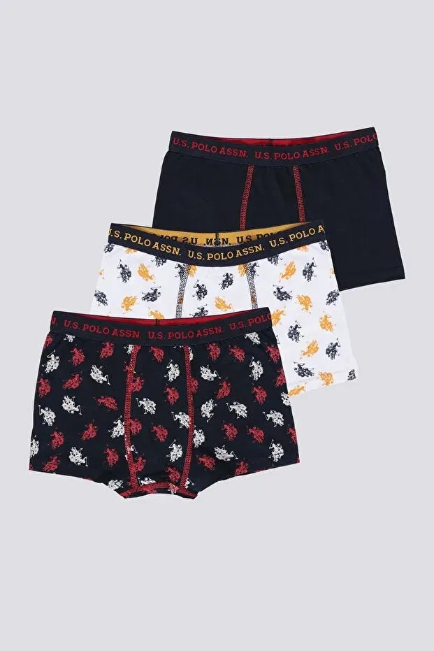 Детские боксеры для мальчиков с принтом 3 шт U.S. Polo Assn., Red Navy Blue