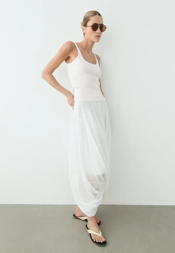 Топ из лиоцелла, хлопка и полиамида Massimo Dutti, белый — фото 3