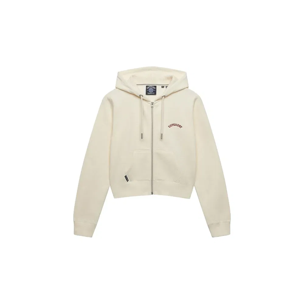 Худи молния Superdry Essential Logo Cropped, бежевый
