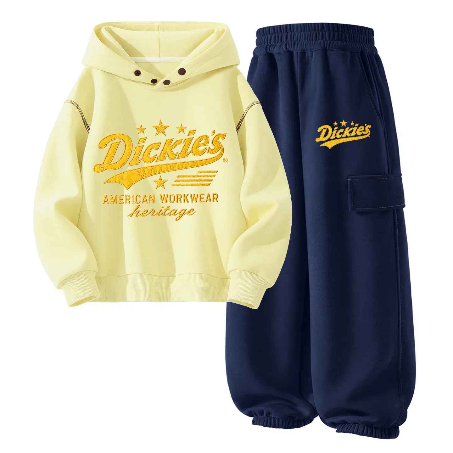 Детский спортивный комплект из худи и брюк с капюшоном, Dickies, Yellow/Navy