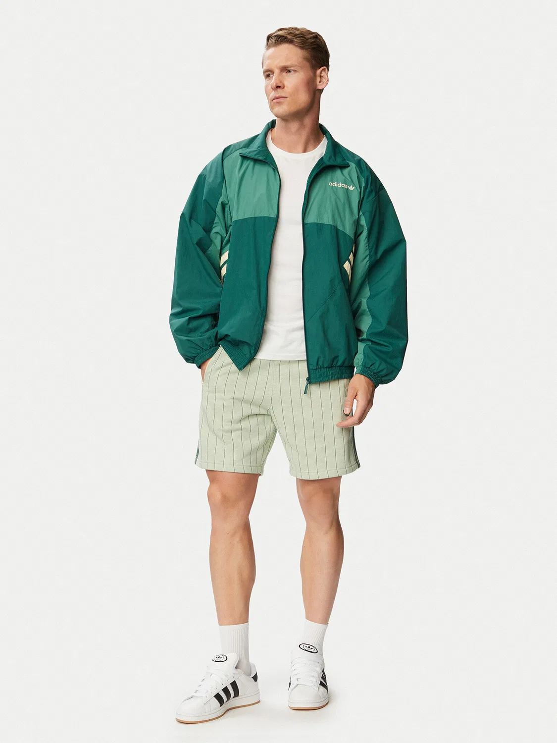 Мужские спортивные шорты стандартного кроя Pinstripes Adidas, светло-зеленый — фото 2