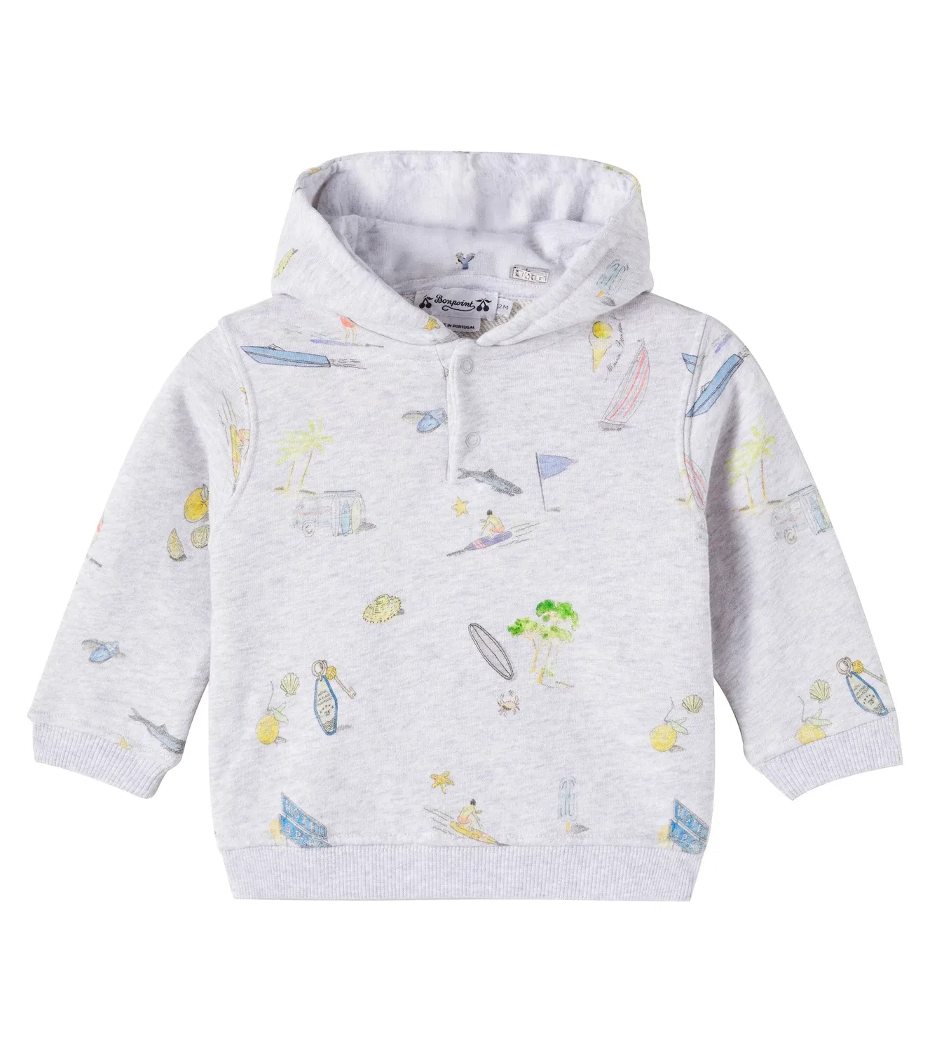 Толстовка из хлопка с флисом Baby Cody Bonpoint, серый